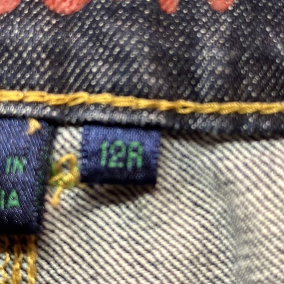 Boden Cropped Denim Cotton/Lycra Red/Green Stitching Accents Jeans 12R - Picture 7 of 13